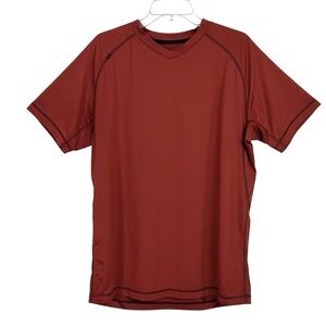 Rhone Mens AG47 Silver Tech Performance T Shirt  L Rust Mesh Activewear Workout